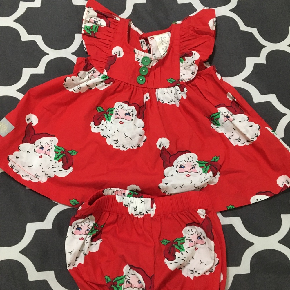 Eleanor Rose Santa Red Christmas Red Holiday Dress and Bloomers sz 6M